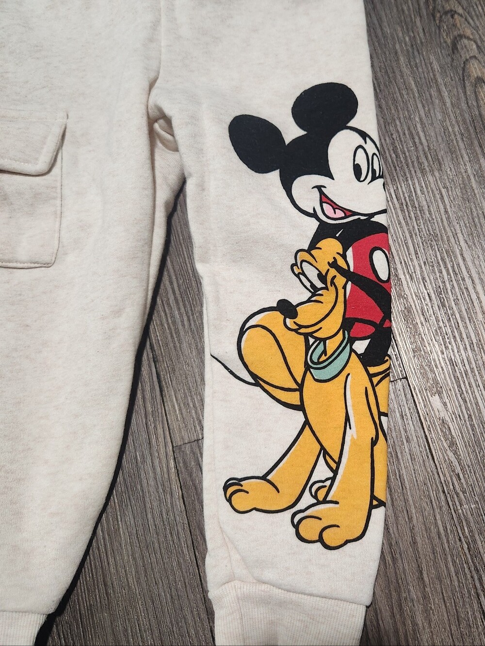 Cream Mickey & Pluto Graphic Joggers Pants